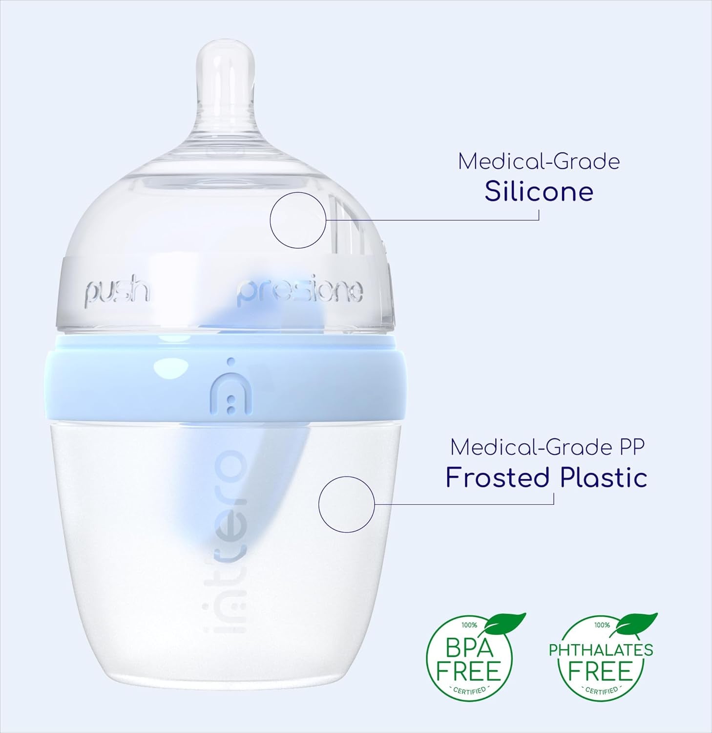 Anti-Colic Formula Making Dispenser Baby Bottles, 6Oz with Flow 1 Nipples, 2Pk, Deep Magenta — Formula Container to Go Dispenser on the Go — Popyummy Mixie Baby Brezz