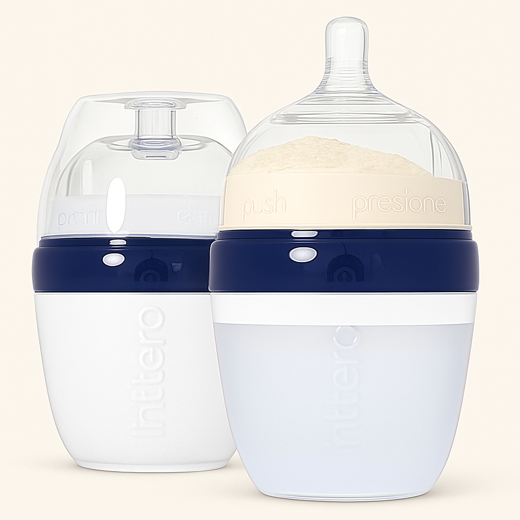 Modern Blue Formula Mixing Baby Bottles – Anti-Colic, Breast-Mimic Nipple, 2 Pack (6oz or 9oz)