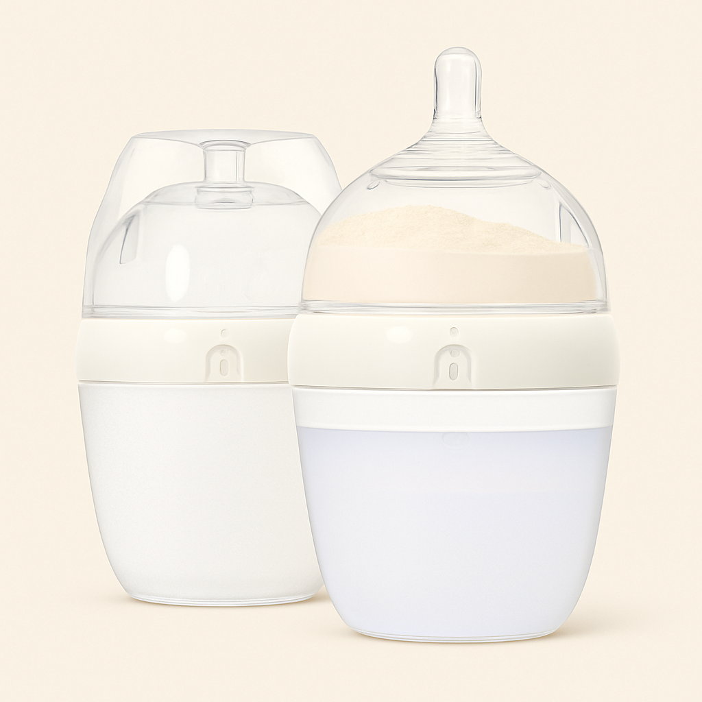 Stylish White Formula Mixing Baby Bottles – Anti-Colic, Breast-Mimic Nipple, 2 Pack (6oz or 9oz)