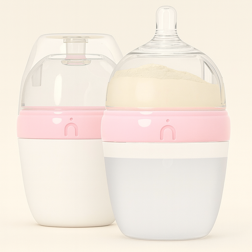 Cute Pink Formula Mixing Baby Bottles – Anti-Colic, Breast-Mimic Nipple, 2 Pack (6oz)