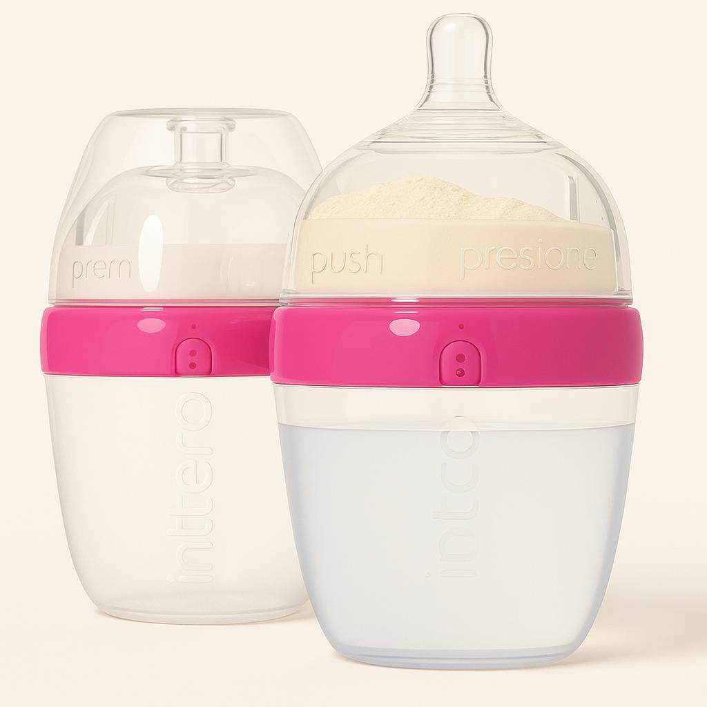 Magenta Formula Mixing Baby Bottles – Anti-Colic, Breast-Mimic Nipple, 2 Pack (6oz or 9oz)