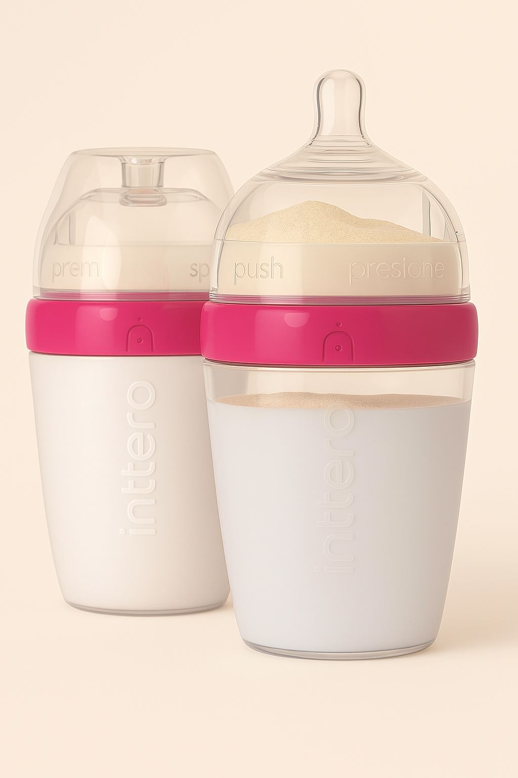 Magenta Formula Mixing Baby Bottles – Anti-Colic, Breast-Mimic Nipple, 2 Pack (6oz or 9oz)