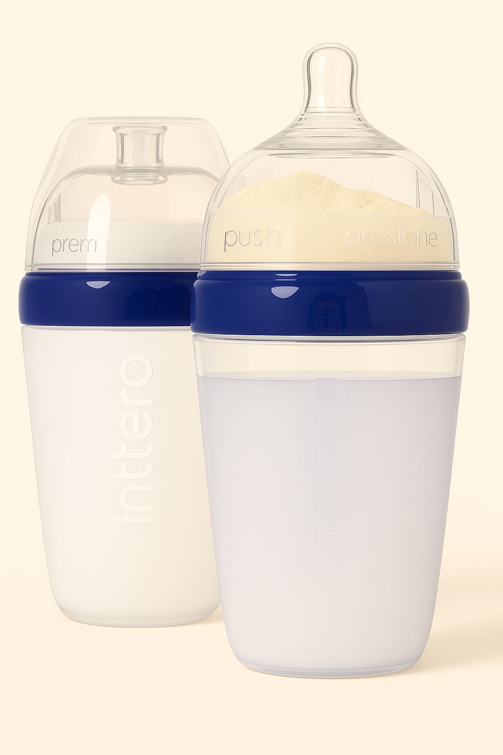 Modern Blue Formula Mixing Baby Bottles – Anti-Colic, Breast-Mimic Nipple, 2 Pack (6oz or 9oz)