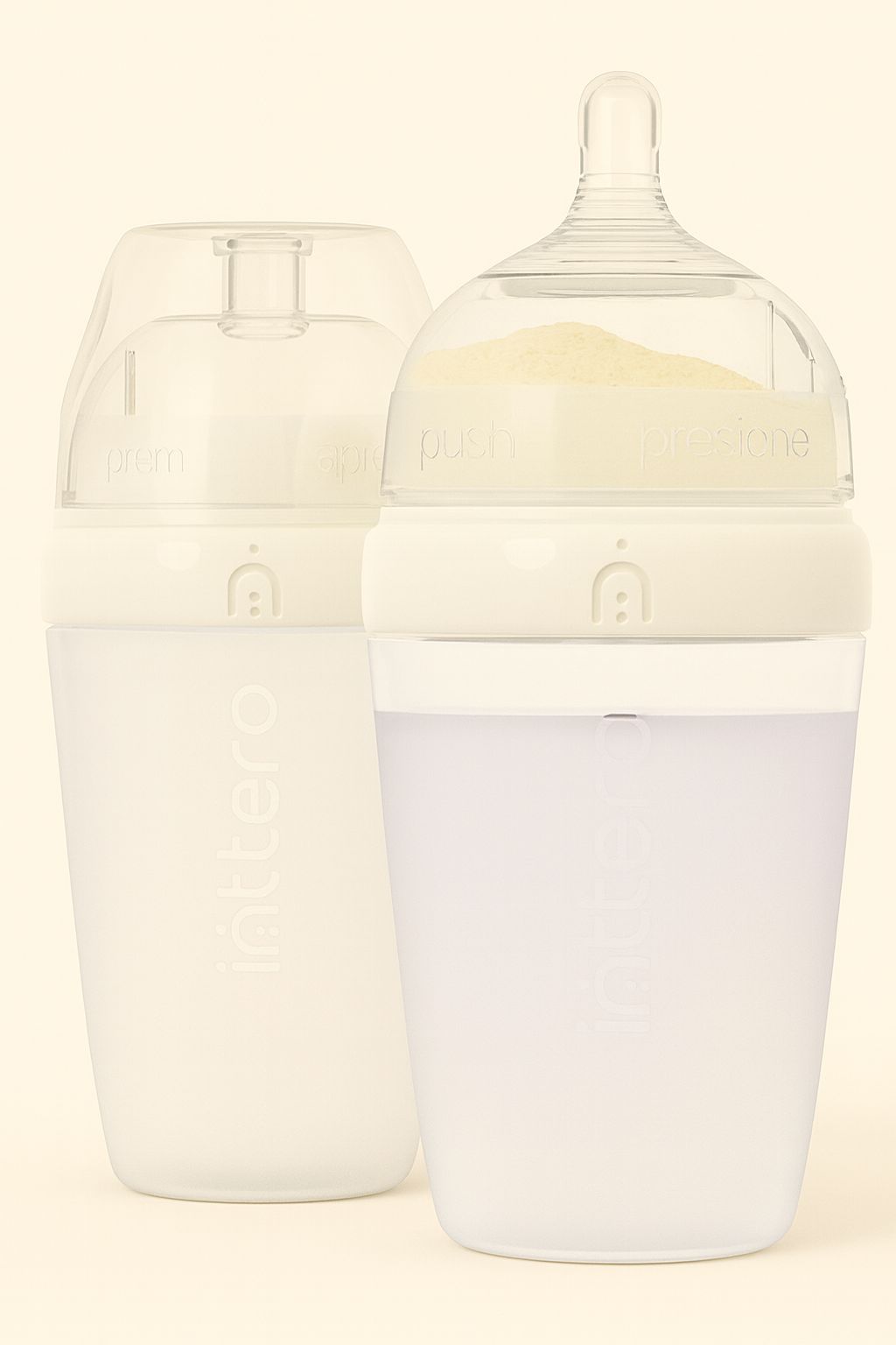 Stylish White Formula Mixing Baby Bottles – Anti-Colic, Breast-Mimic Nipple, 2 Pack (6oz or 9oz)